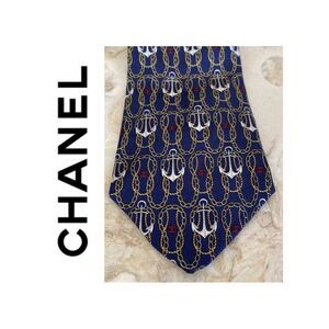 Chanel Chain & Anchors CC Monogram 100% Silk Tie